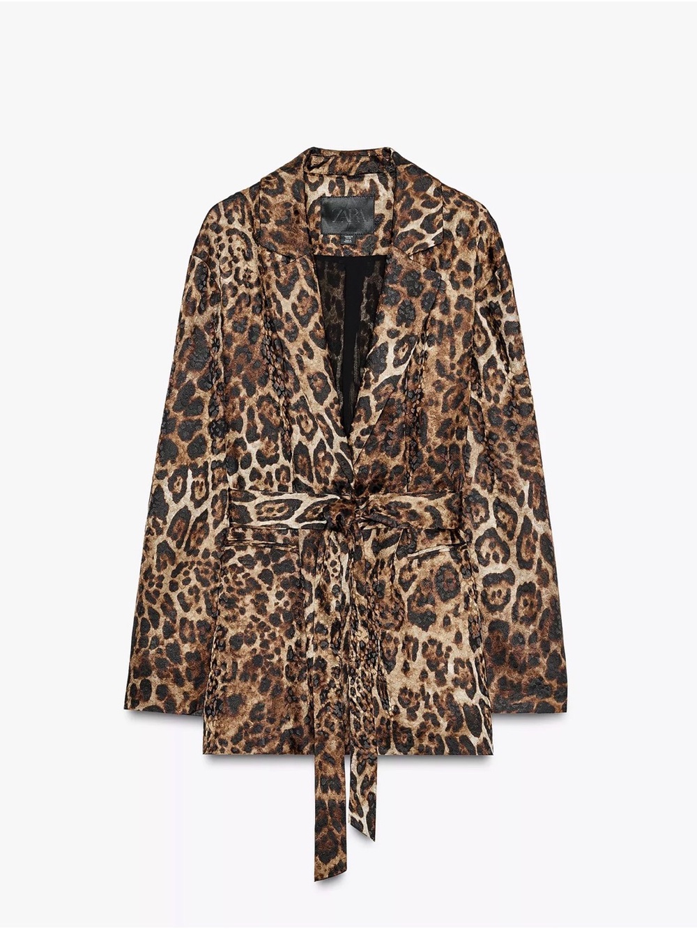 ZARA Leopard Print Satin blazer Jacket - Brown